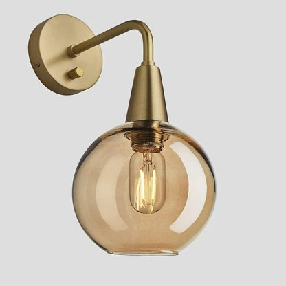 Swan Neck Tinted Glass Globe Wall Light - 7 Inch - Amber