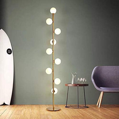 Stylish LED Black 9-Light Floor Lamp White Glass Globe