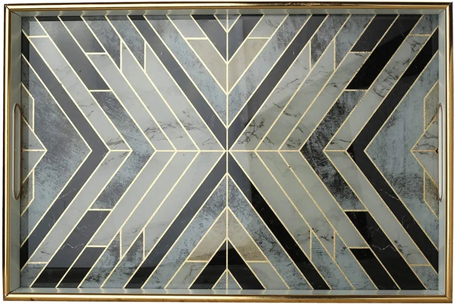 Dim & Dense Premium Grey Rectangular Decorative Tray | 12 x 15 Inch | MDF with Enamel Finish