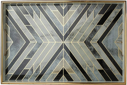 Dim & Dense Premium Grey Rectangular Decorative Tray | 12 x 15 Inch | MDF with Enamel Finish