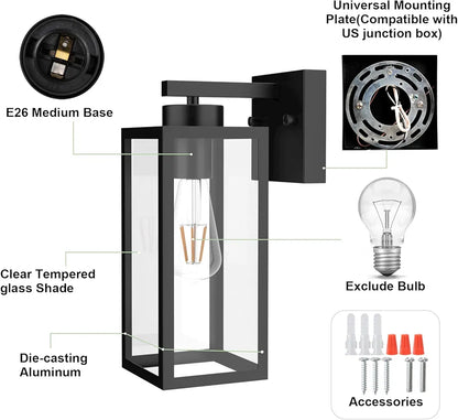 1 -Light 13.5-in H Matte Black Hardwired Outdoor Wall Light
