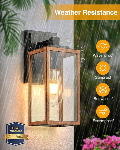 Waterproof Exterior Wall Lanterns with Seed Tempered Glass, Anti-Rust Outdoor Lights