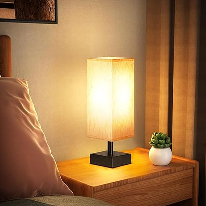 Minimalist style small table lamp with square fabric shade