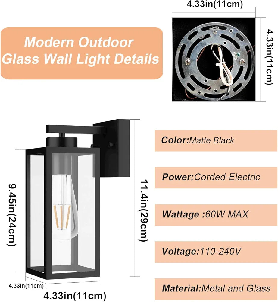 1 -Light 13.5-in H Matte Black Hardwired Outdoor Wall Light