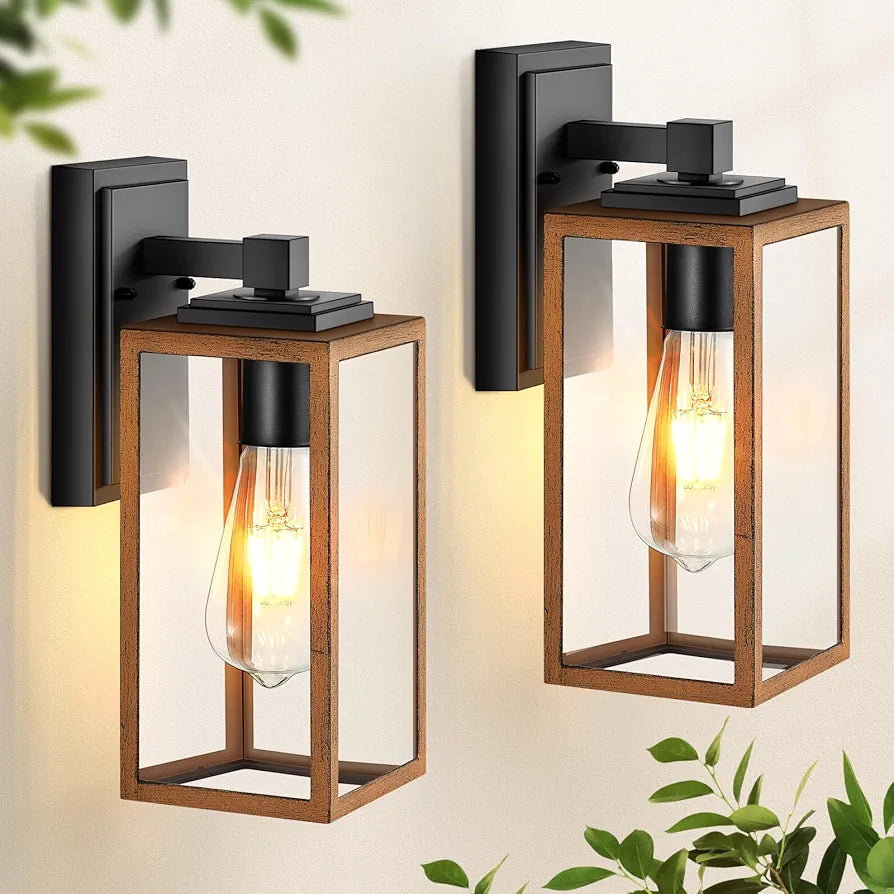 Waterproof Exterior Wall Lanterns with Seed Tempered Glass, Anti-Rust Outdoor Lights