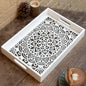 Dim & Dense Premium White MDF Rectangular Decorative Tray | 12 x 15 Inch | Laser Cut Design