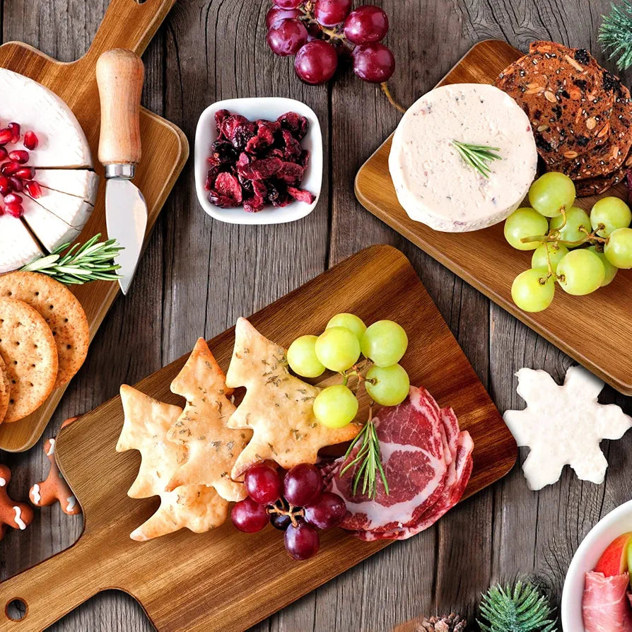 Dim & Dense Natural Wooden Chopping & Serving Board with Handle | 15.75 x 7.68 Inch