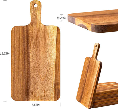 Dim & Dense Natural Wooden Chopping & Serving Board with Handle | 15.75 x 7.68 Inch
