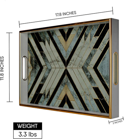 Dim & Dense Premium Grey Rectangular Decorative Tray | 12 x 15 Inch | MDF with Enamel Finish