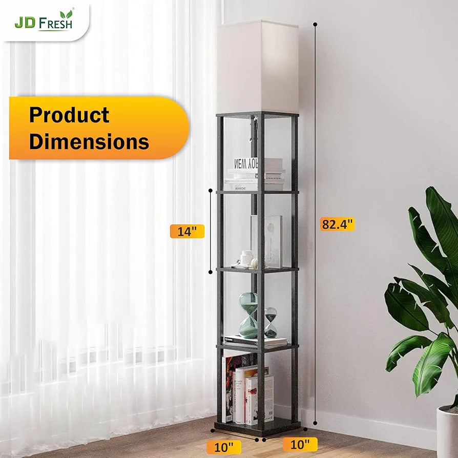 FRESH 5 Tier Metal Floor Lamp with 3 Adjustable Color Mode/Square Lamp with Shelves/Designer Standing Night Lamps