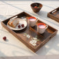 Dim & Dense Premium Walnut Wooden Rectangular Decorative Tray | 12 x 15 Inch | Enamel Finish