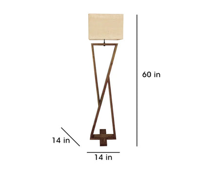 Wooden Floor Lamp with Brown Base and Jute Fabric Lampshade