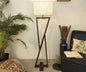 Wooden Floor Lamp with Brown Base and Jute Fabric Lampshade