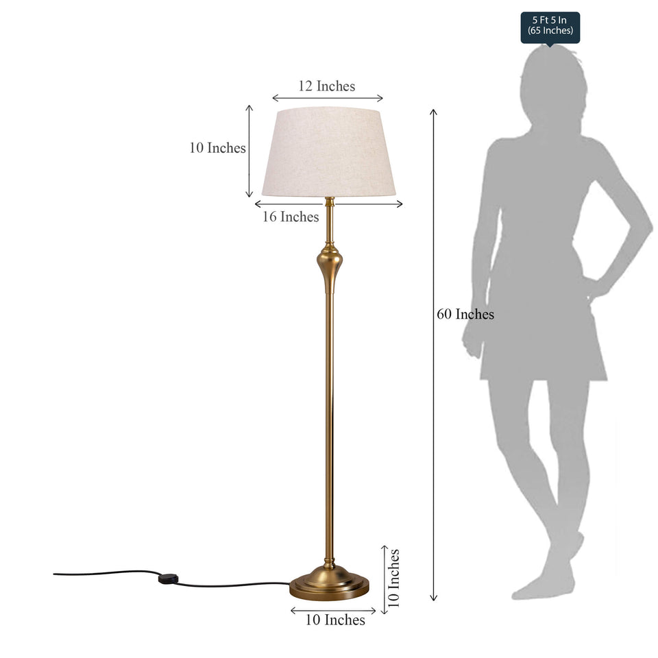 Standing Modern  Floor Lamp With Antique Brass Finish