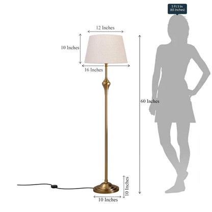 Standing Modern  Floor Lamp With Antique Brass Finish