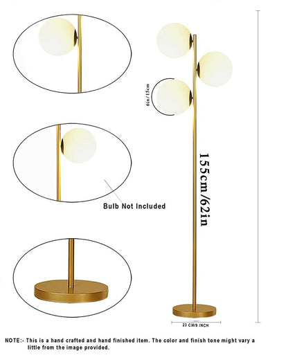 Tree LED Standing Floor Lamp with 3 Frosted Glass Globe Shades