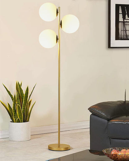 Tree LED Standing Floor Lamp with 3 Frosted Glass Globe Shades