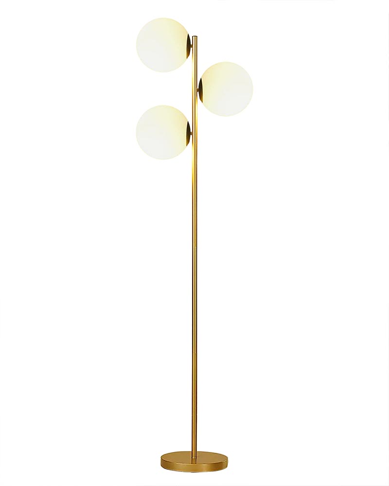 Tree LED Standing Floor Lamp with 3 Frosted Glass Globe Shades