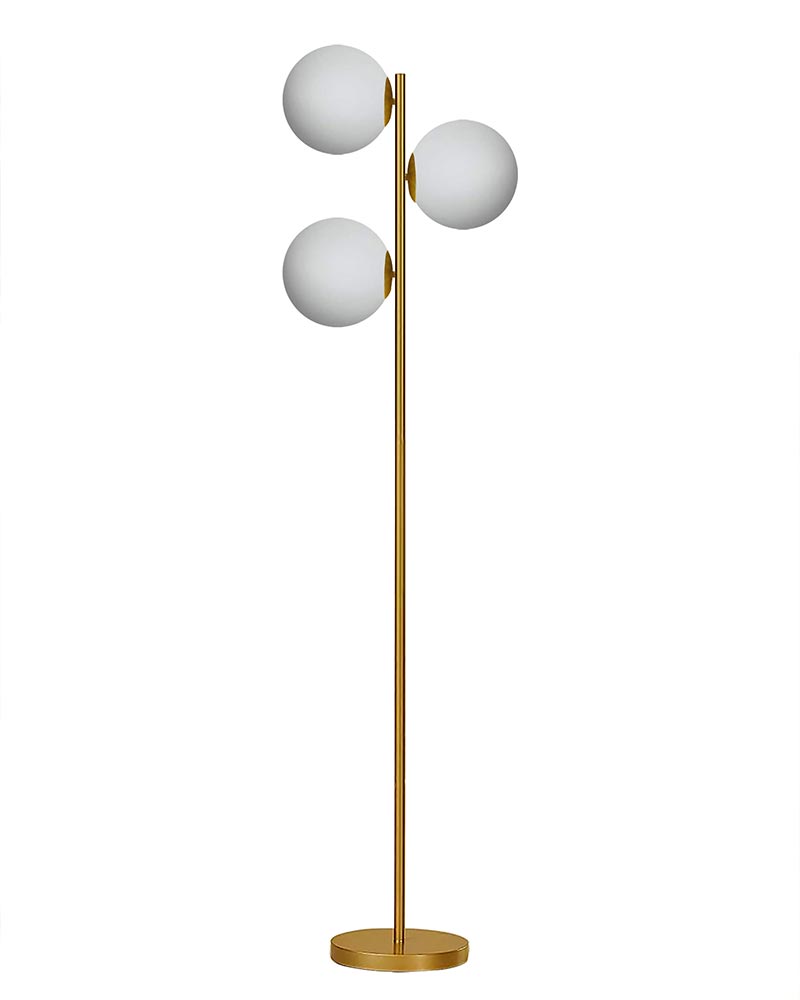 Tree LED Standing Floor Lamp with 3 Frosted Glass Globe Shades