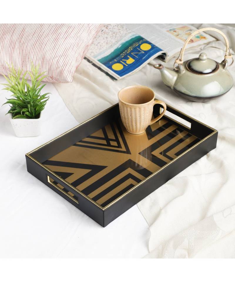 Dim & Dense Premium Rectangular Decorative Tray | 12 x 15 Inch | MDF with Enamel Finish