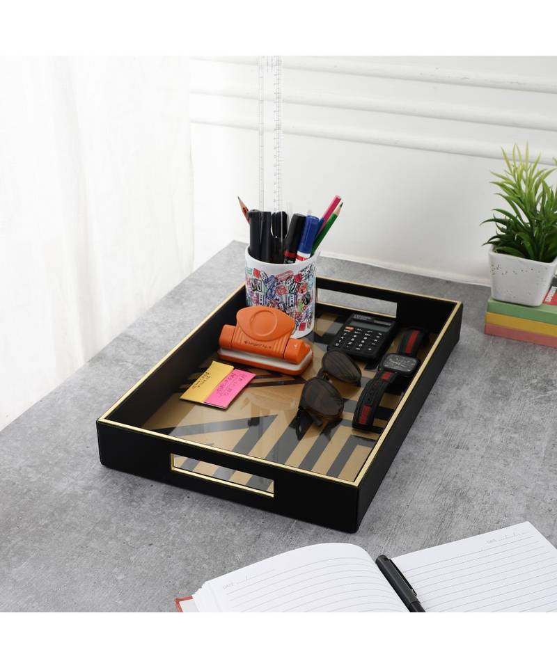 Dim & Dense Premium Rectangular Decorative Tray | 12 x 15 Inch | MDF with Enamel Finish