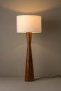 Modern Floor Lamp Parota Natural Wood Ivory Fiberglass Shade