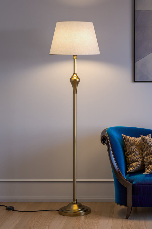 Gold Floor Lamp Standing Brass Antique Finish