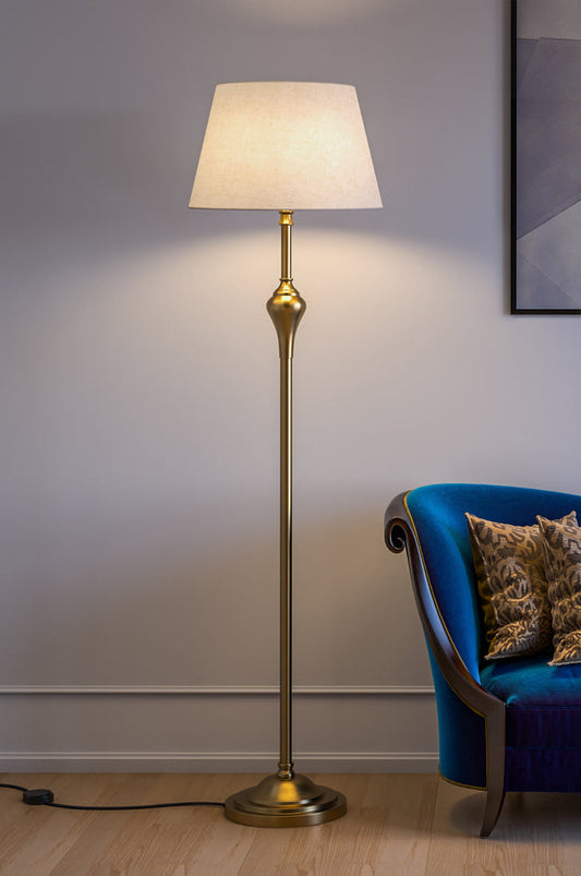 Gold Floor Lamp Standing Brass Antique Finish
