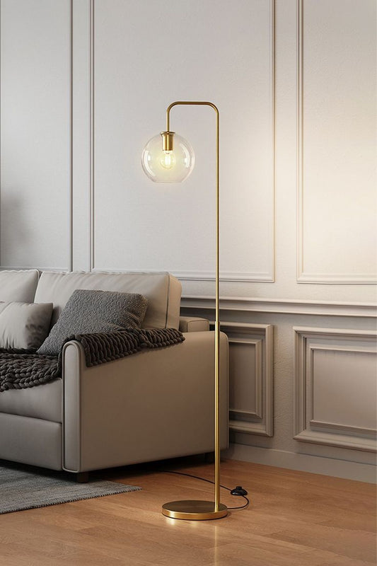 Modern Arched Arm Floor Lamp With Clear Glass Shade
