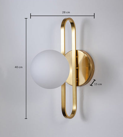 Oval Ring Wall Lamp - Brass & White Glass Globe