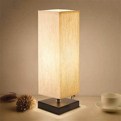 Minimalist style small table lamp with square fabric shade