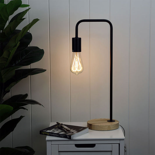 Lane Industrial Table Lamp Black / Timber