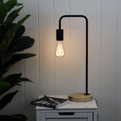 Lane Industrial Table Lamp Black / Timber