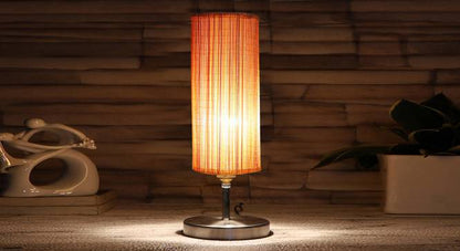Round Bamboo Table lamp with Steel Base