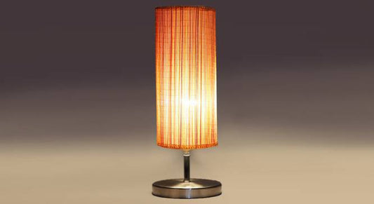 Round Bamboo Table lamp with Steel Base