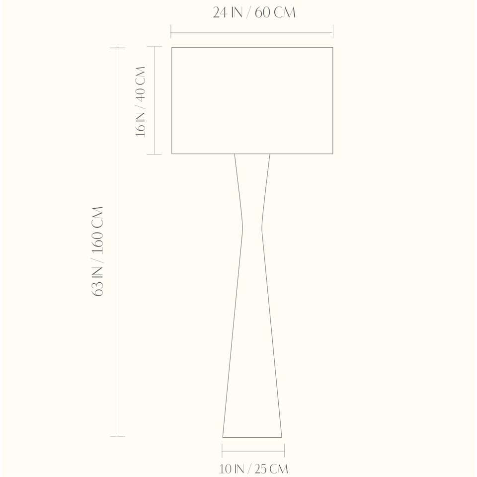 Modern Floor Lamp Parota Natural Wood Ivory Fiberglass Shade