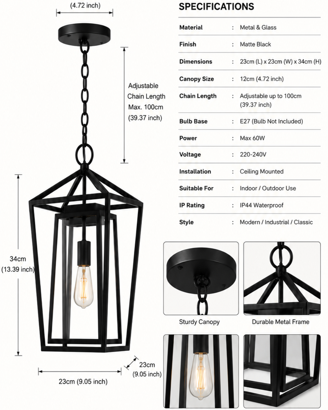 IronNest Glass Lantern Pendant