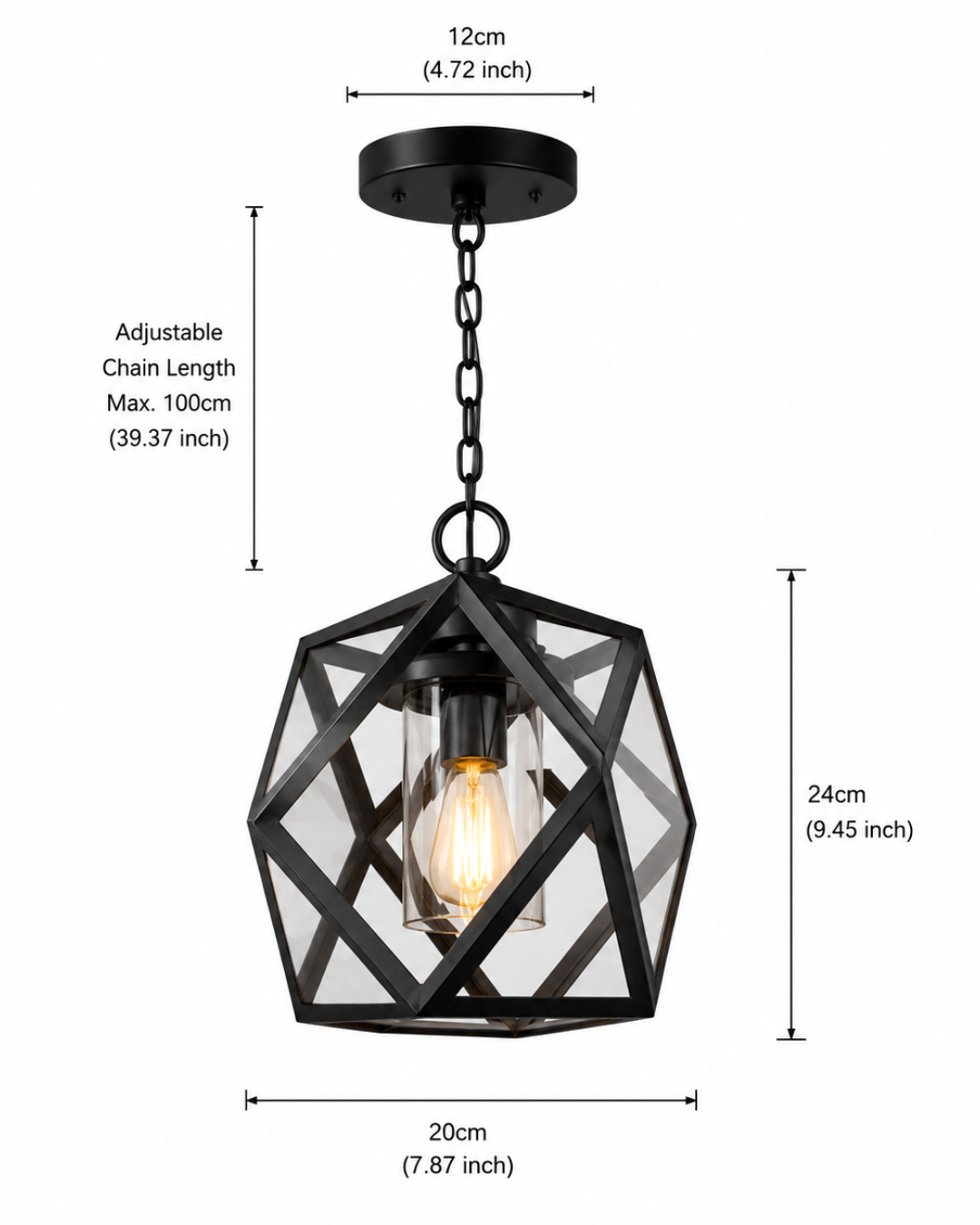 Crystal Geometric Glass Pendant Light