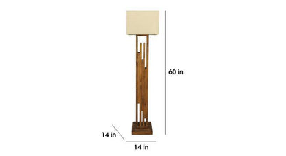 Victoria Wooden Floor Lamp with Brown Base and Jute Fabric Lampshade
