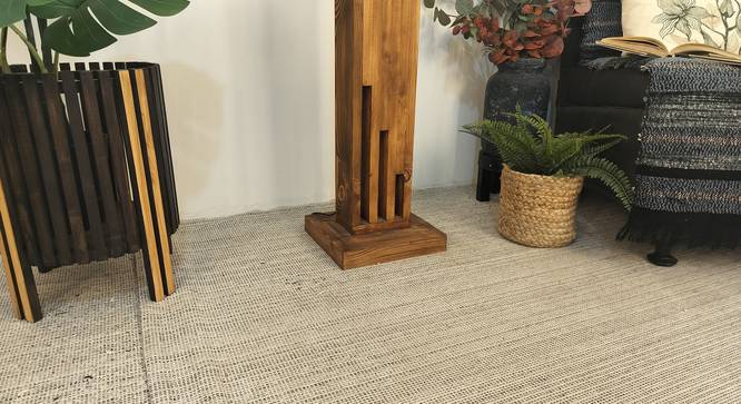 Victoria Wooden Floor Lamp with Brown Base and Jute Fabric Lampshade