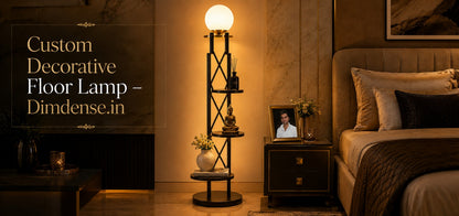 AuraShelf Vertex Floor Lamp with Built-In Display Shelf for Living Room & Bedroom