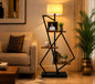Crosscut Metal Floor Lamp with 3 Shelves | Modern Wood & Metal Standing Lamp