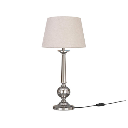 Stylish Silver Table Lamp Bedroom Off White 12 inches Lampshade
