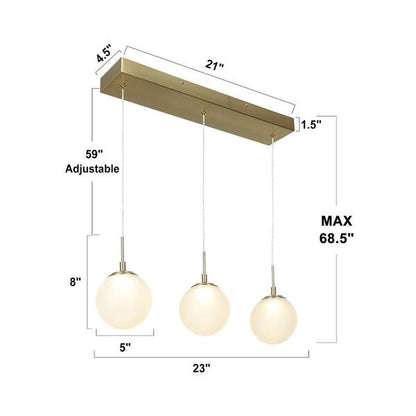 Integrated LED Brass Modern Island Chandelier, Farmhouse  Pendant Light