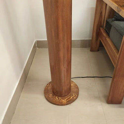 Cedar Wooden Floor Lamp With Premium Beige Fabric Lampshade