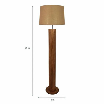 Cedar Wooden Floor Lamp With Premium Beige Fabric Lampshade