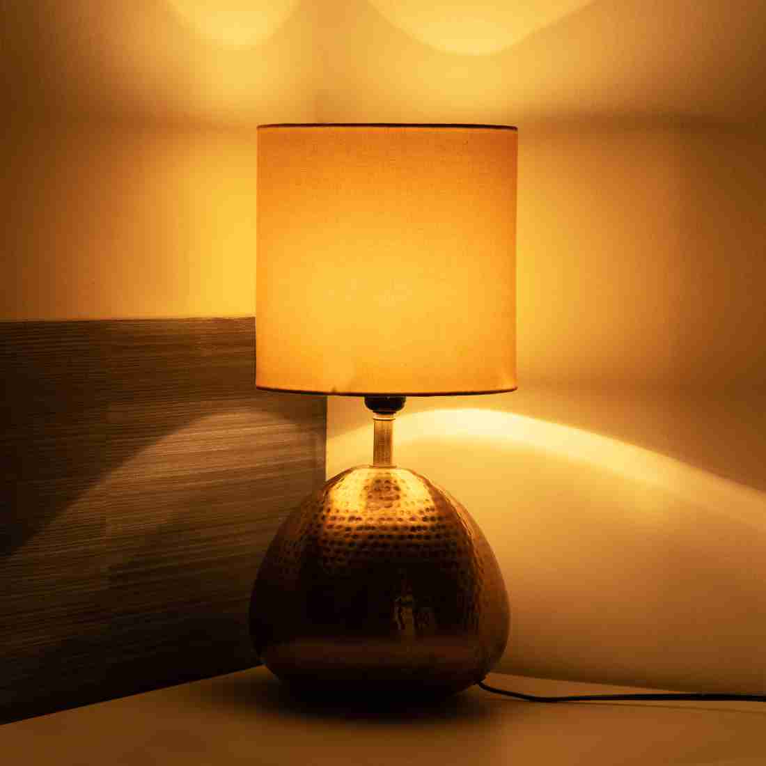 Golden Droplet' Iron Table Lamp for Bedroom & Living Room (17.0 Inches, Iron, Without Bulb)|Bedside Lamp Table