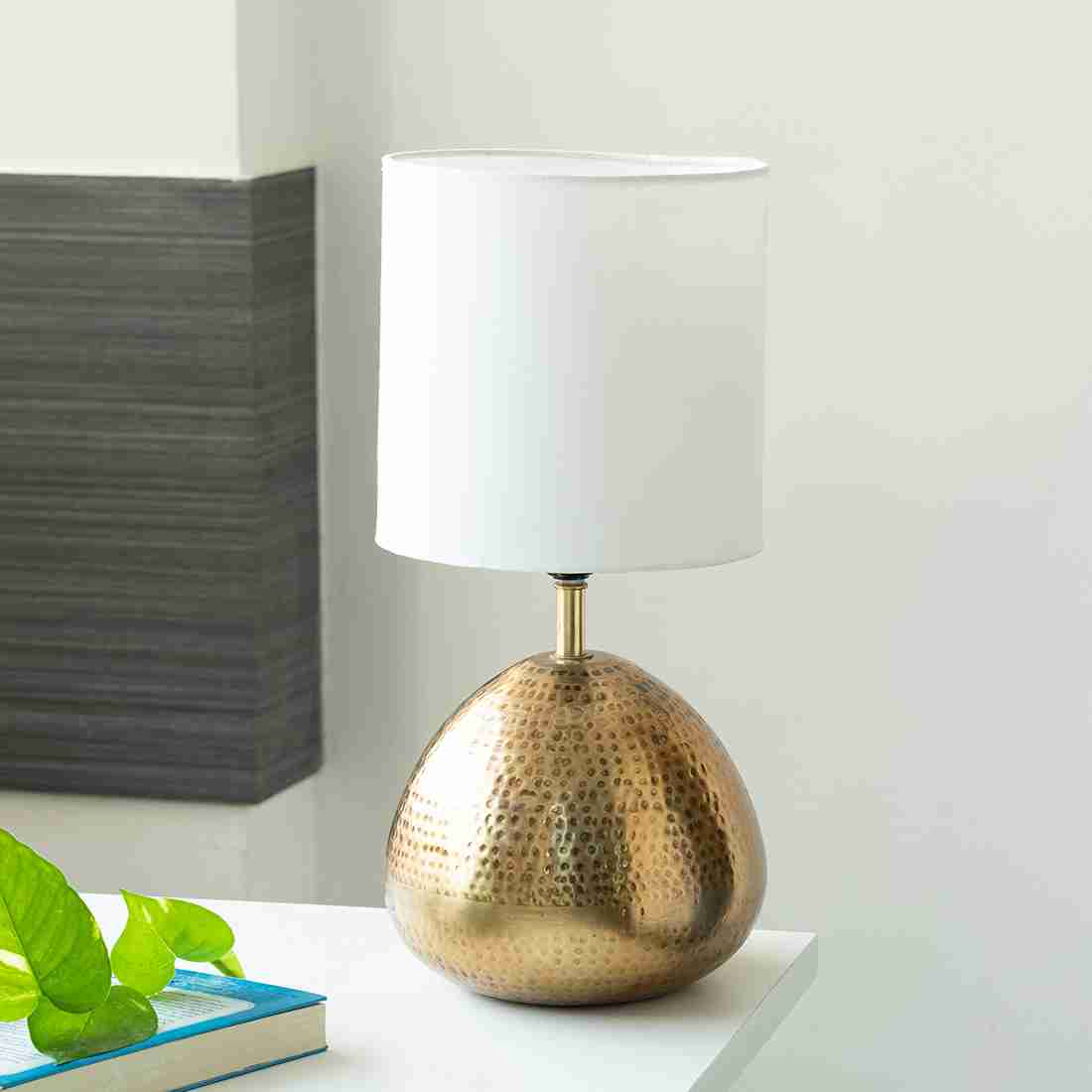 Golden Droplet' Iron Table Lamp for Bedroom & Living Room (17.0 Inches, Iron, Without Bulb)|Bedside Lamp Table