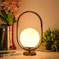 Set of 2 Oval Shape Table Lamps with Glass Shades