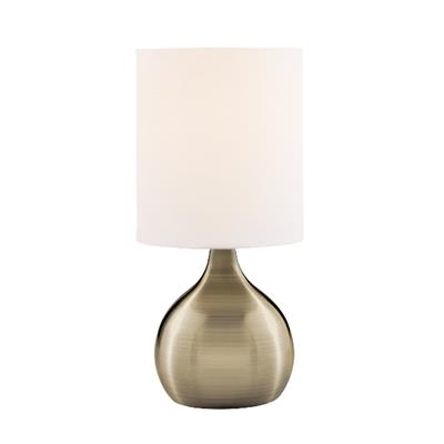 Antique Brass Modern Touch Table Lamp with White Shade